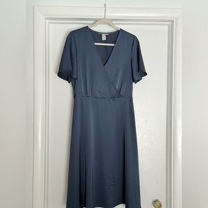 Elegant Navy Blue Wrap Dress
